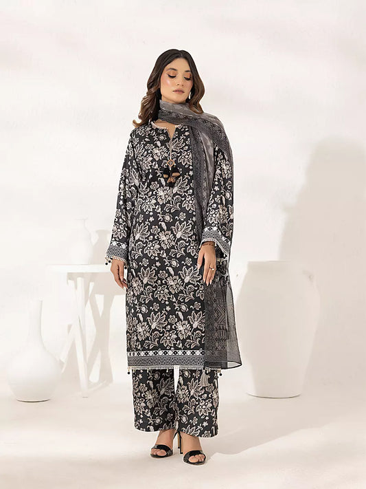 3PC Unstitched Printed Lawn Silk Suit (ASI299)