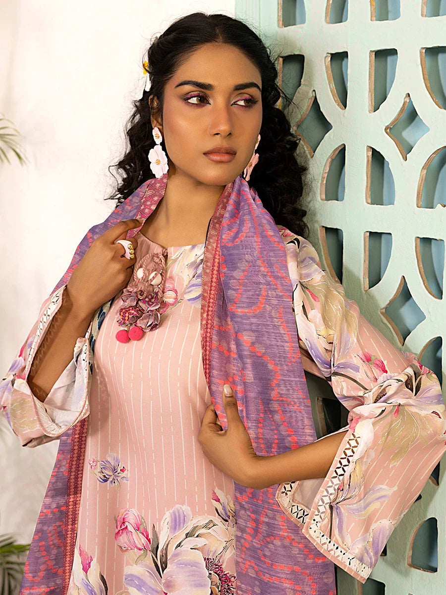 3pc Unstitched Printed Silk Lawn Suit (ASI065)