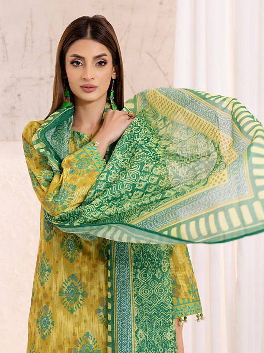 3PC Unstitched Lawn Silk Printed Suit (ASI140)