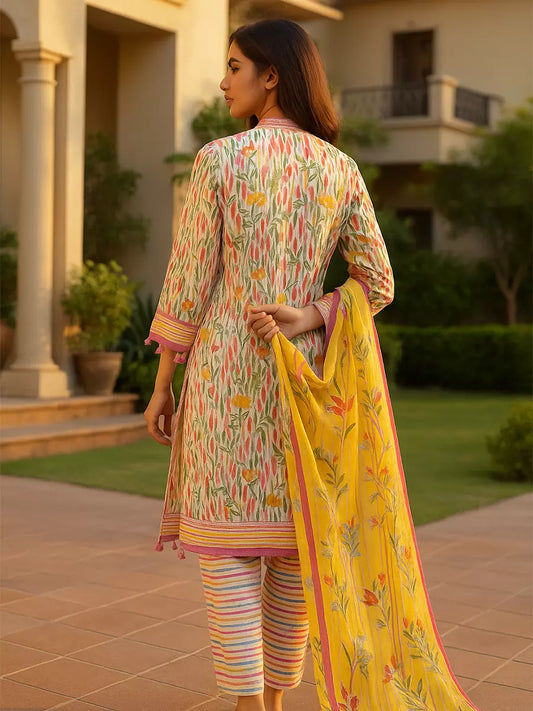 3PC Unstitched Printed Lawn Silk Suit (SUNS7ASI173)