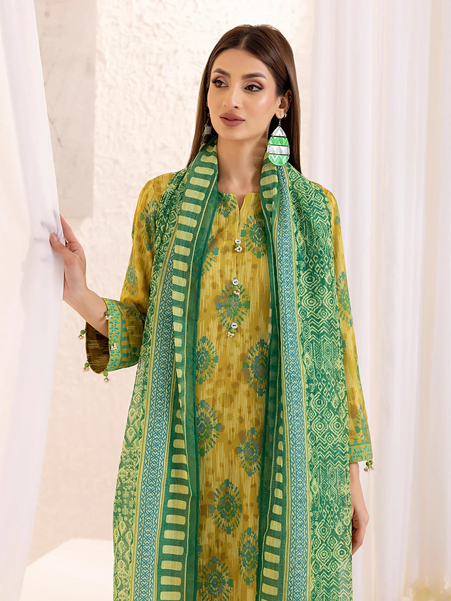 3PC Unstitched Lawn Silk Printed Suit (ASI140)