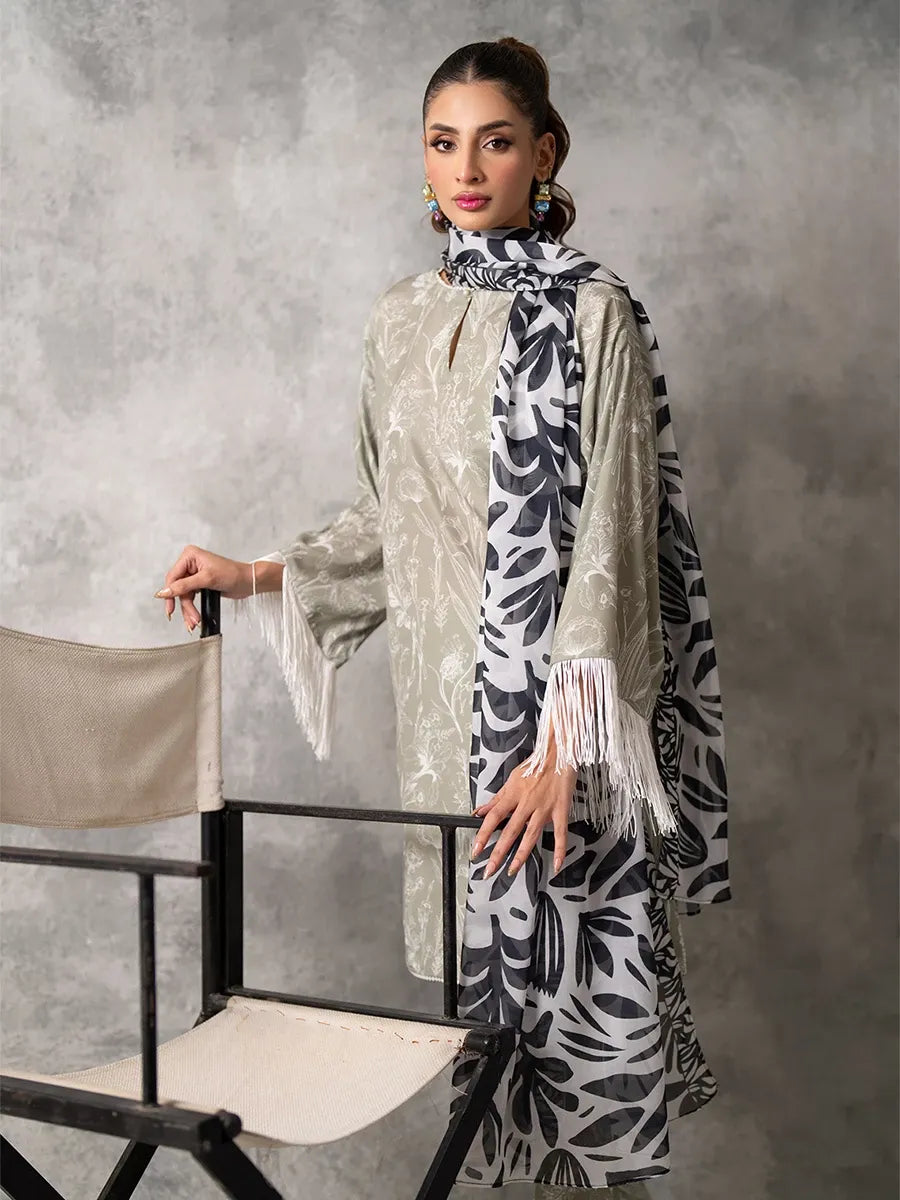 3PC Unstitched Printed Lawn Silk Suit (ASI028)
