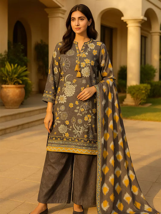 3PC Unstitched Printed Lawn Silk Suit (SUNS7ASI172)