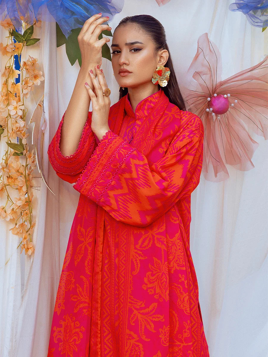 3PC Unstitched Printed Lawn Silk Suit