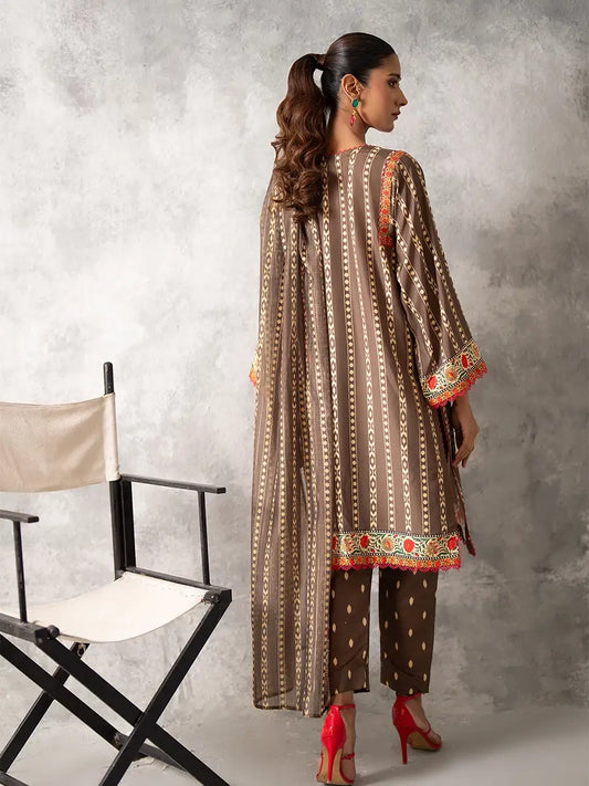 3pc Unstitched - Printed Lawn Silk Suit (ASI033)
