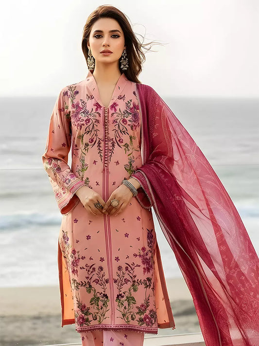 3PC Unstitched Printed Silk Lawn Suit (SUNS7ASI303)