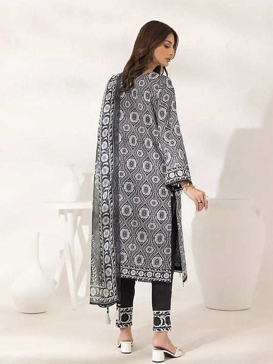 3PC Unstitched Printed Lawn Silk Suit (ASI297)