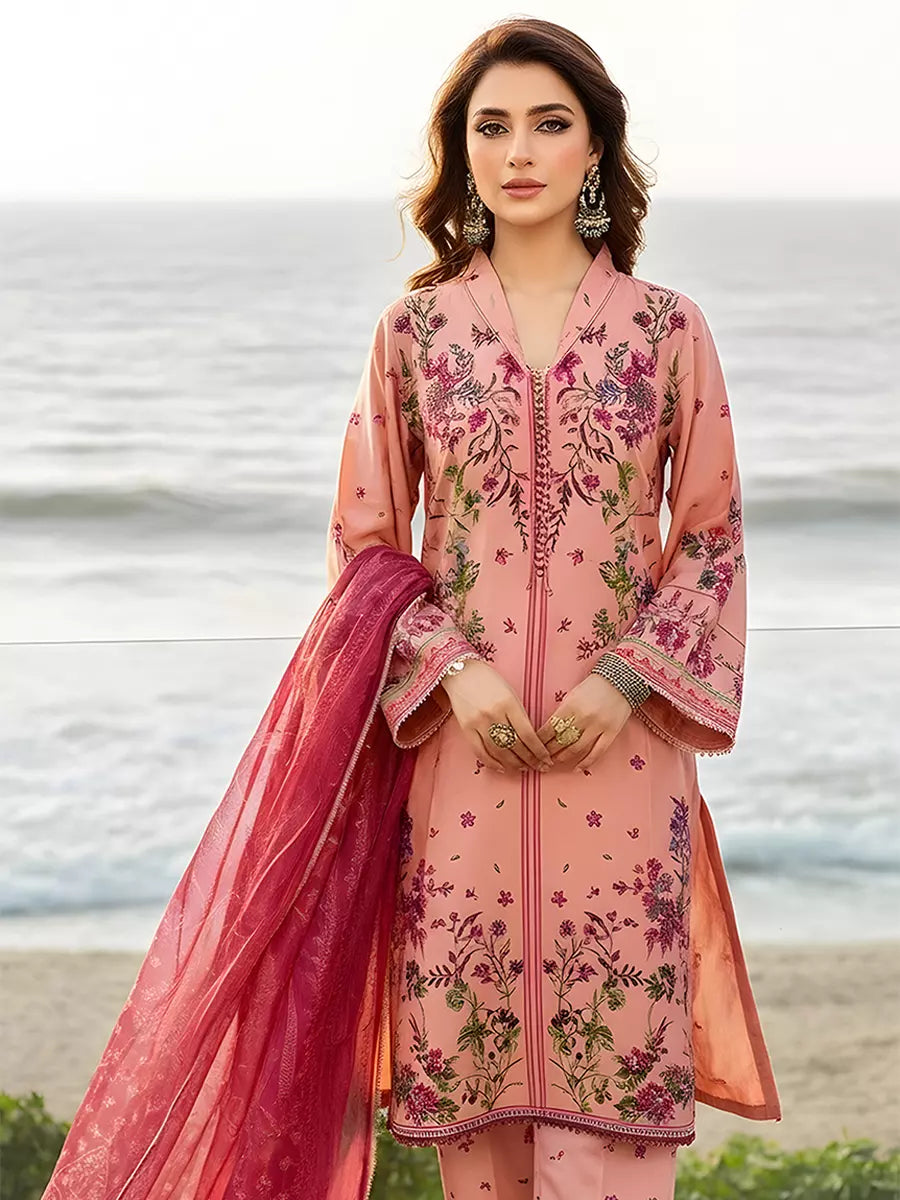3PC Unstitched Printed Silk Lawn Suit (SUNS7ASI303)