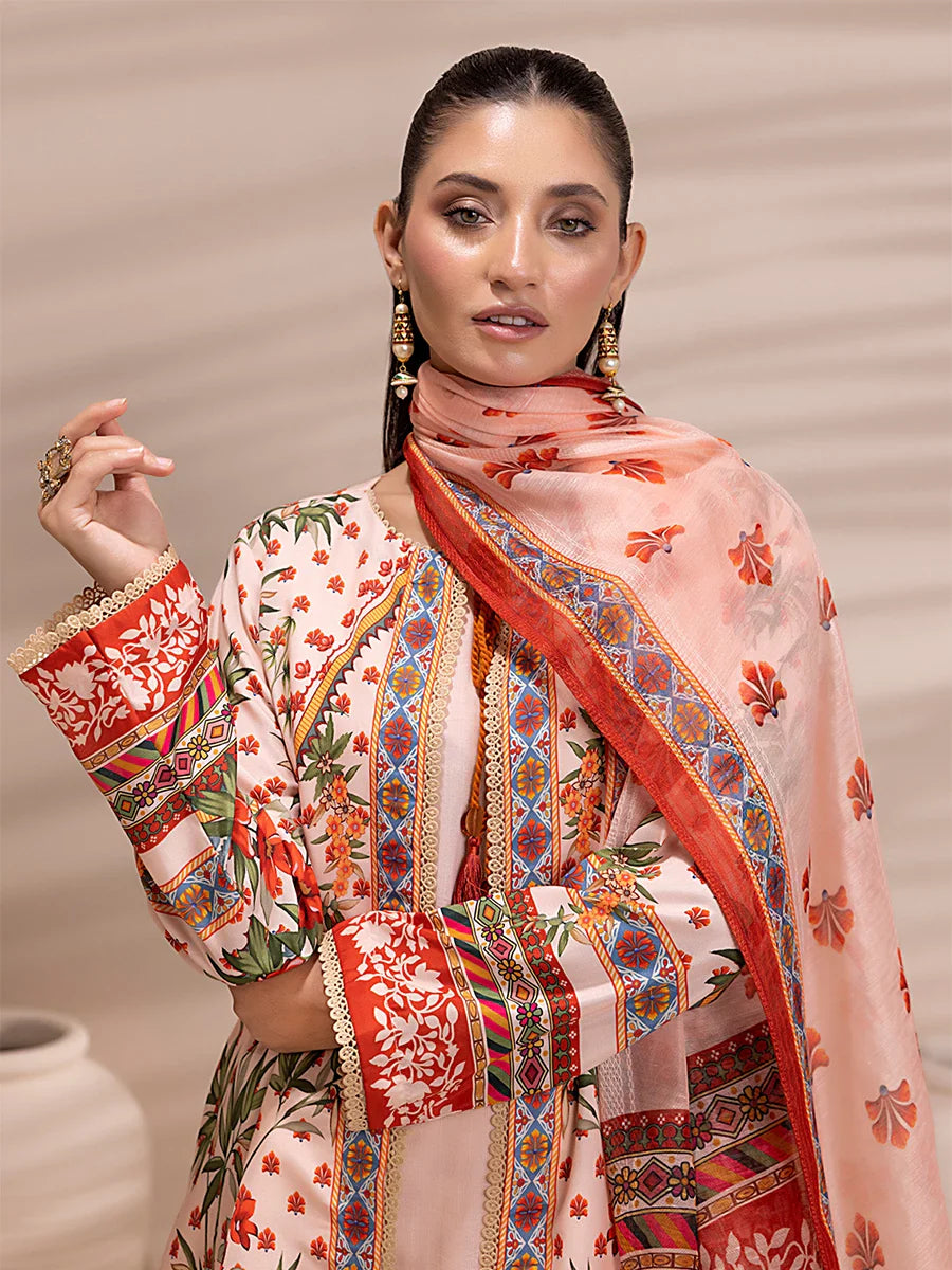 3PC Unstitched Printed Lawn Silk Suit (ASI167)