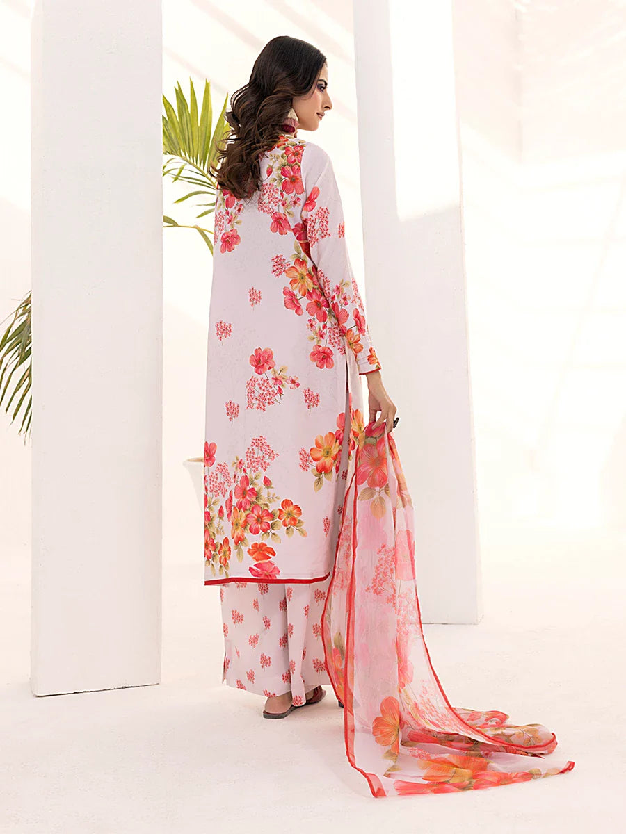 3PC Unstitched Printed Lawn Silk Suit (ASI108)