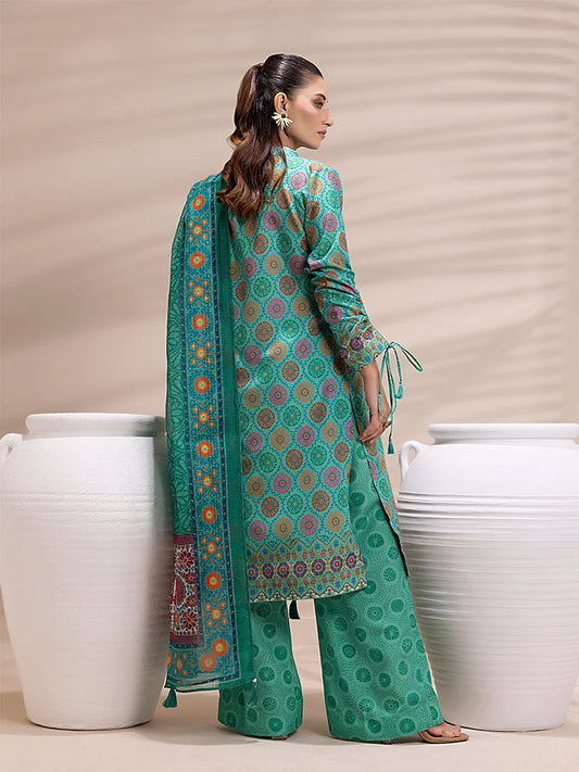 3PC Unstitched Printed Lawn Silk Suit (ASI166)