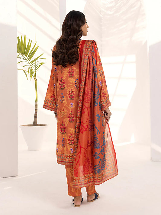 3PC Unstitched Printed Lawn Silk Suit (ASI097)