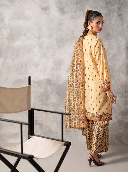 3pc Unstitched - Printed Lawn Silk Suit (ASI027)