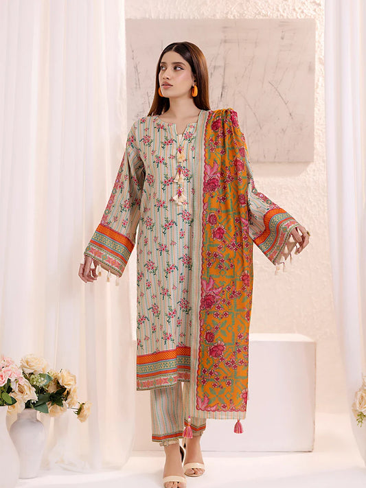 3PCnstitched Lawn Silk Printed Suit (ASI136)