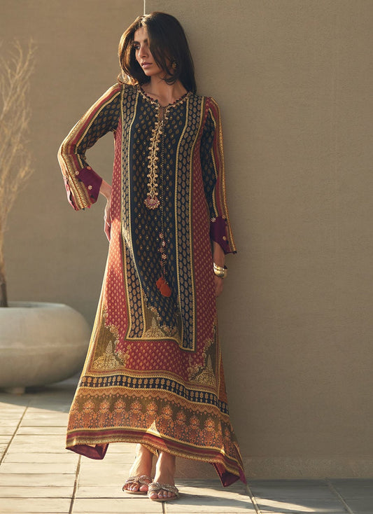 Ophelia Onyx Crepe Kaftan with Dupatta