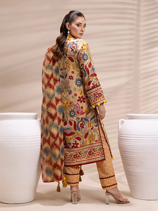 3PC Unstitched Printed Lawn Silk Suit (ASI165)