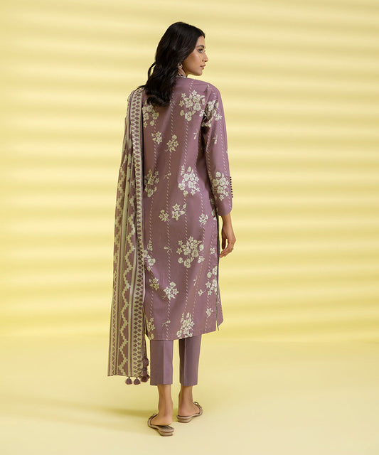 PRINTED LAWN SUIT - Mauve