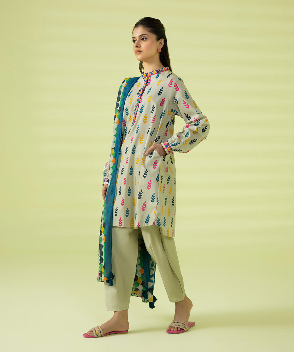 PRINTED LAWN SUIT - Off White