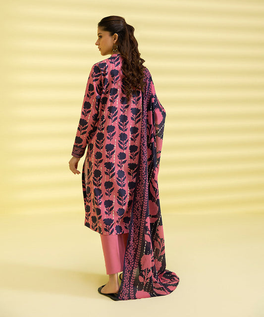 PRINTED LAWN SUIT - Navy Blue and Blush Pink