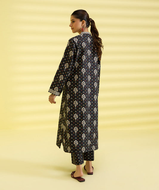 PRINTED LAWN SUIT - Black and White