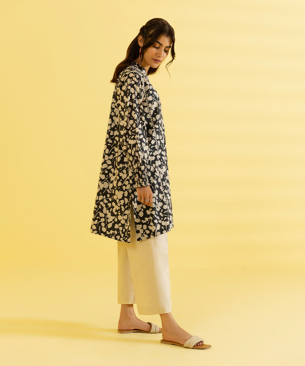 PRINTED LAWN SUIT - Ivory and Coral Pink