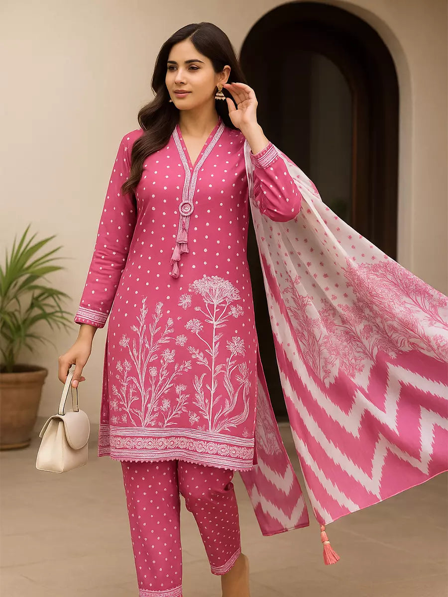 3PC Unstitched Printed Lawn Silk Suit (SUNS7ASI169)