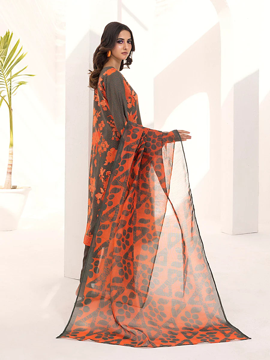 3PC Unstitched Printed Lawn Silk Suit (ASI094)
