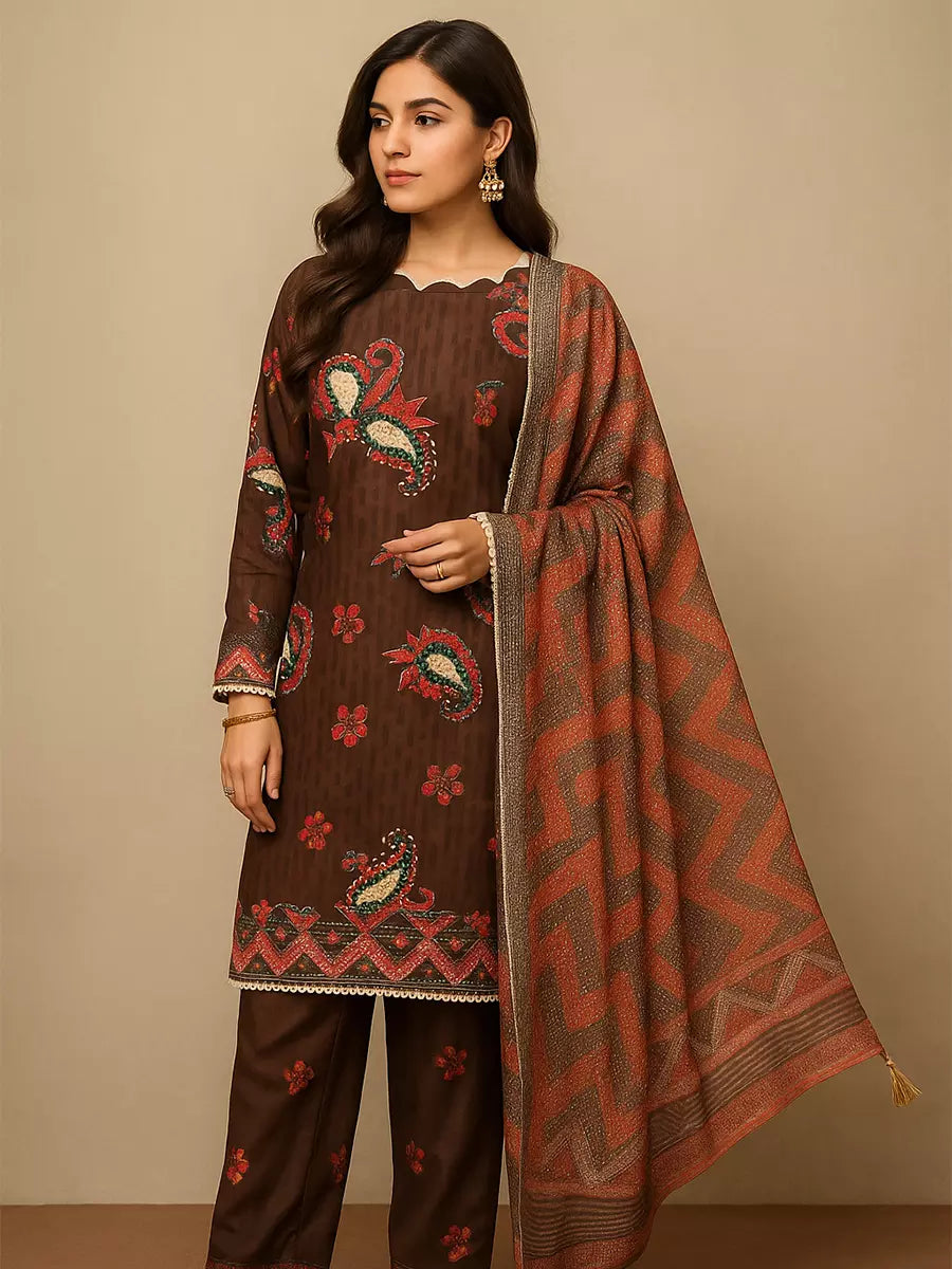 3PC Unstitched Printed Lawn Silk Suit (SUNS7ASI168)