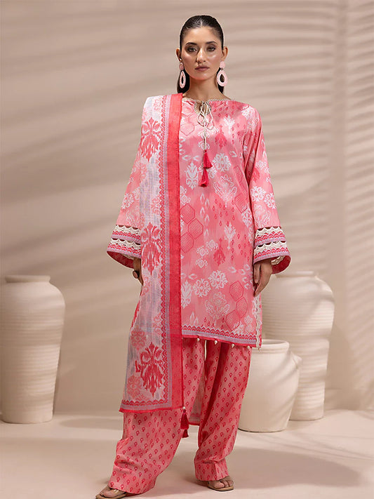 3PC Unstitched Printed Lawn Silk Suit (ASI164)