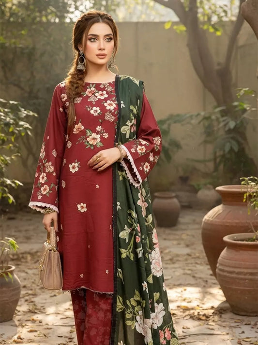 3PC Unstitched Khaddar Printed Suit (SUNS7ASI514)