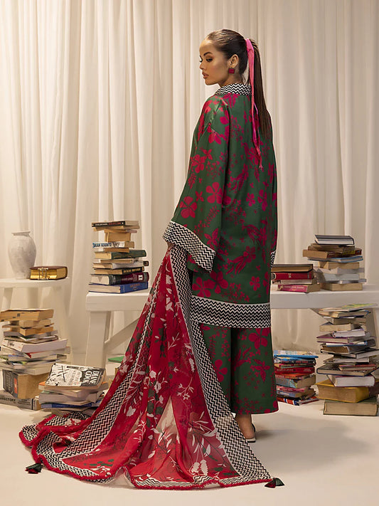 3PC Unstitched Printed Lawn Silk Suit (ASI016)