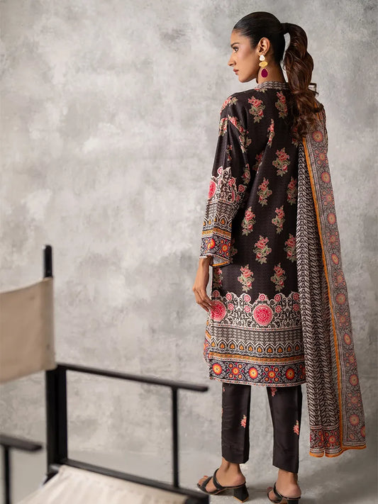 3pc Unstitched - Printed Lawn Silk Suit (ASI026)