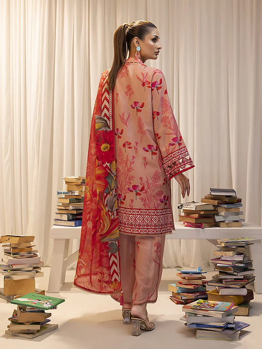 3pc Unstitched - Printed Lawn Silk Suit (ASI015)