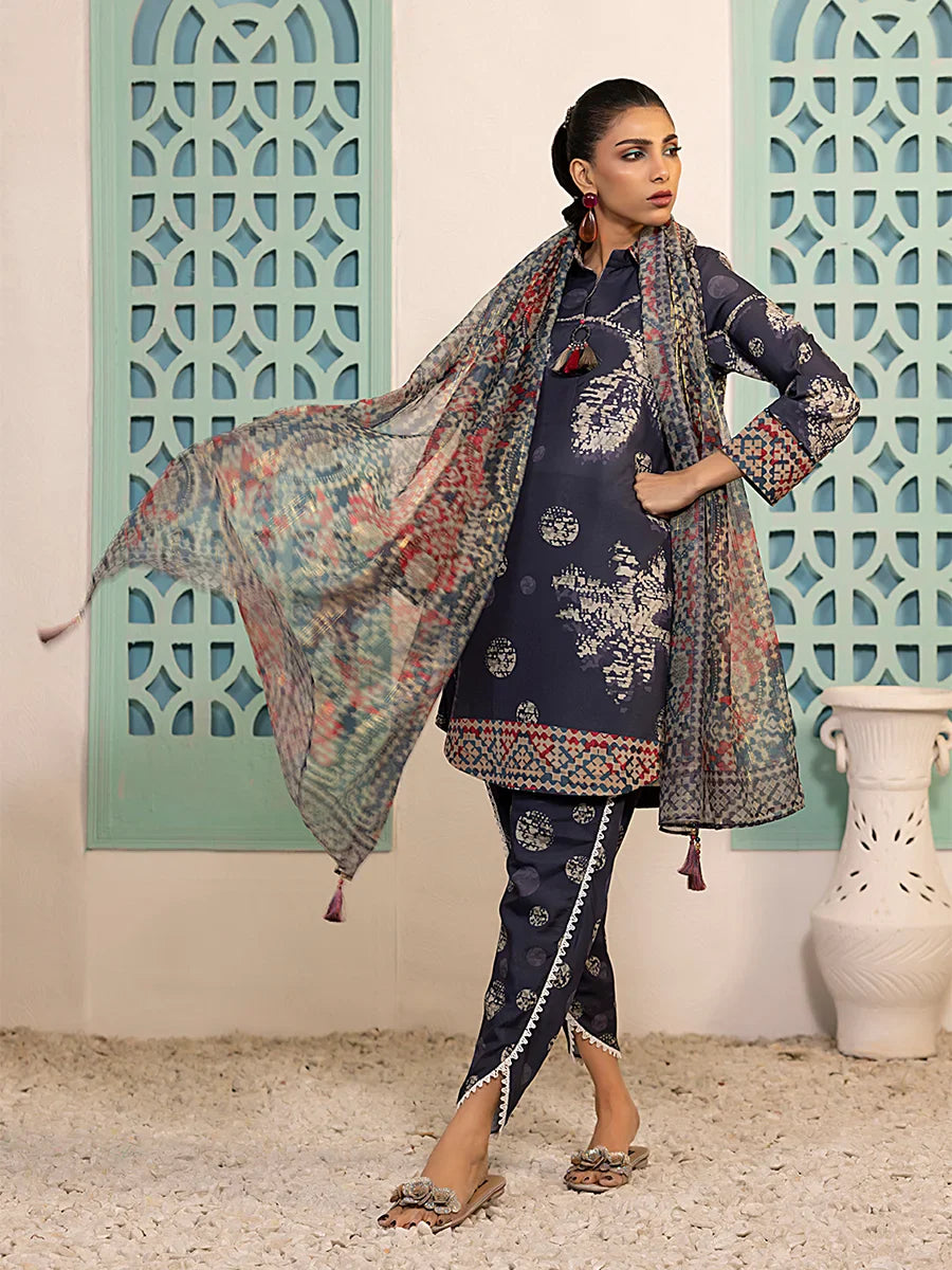3PC Unstitched Printed Silk Lawn Suit (ASI051)