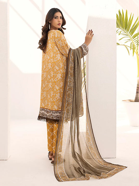 3PC Unstitched Printed Lawn Silk Suit (ASI090)
