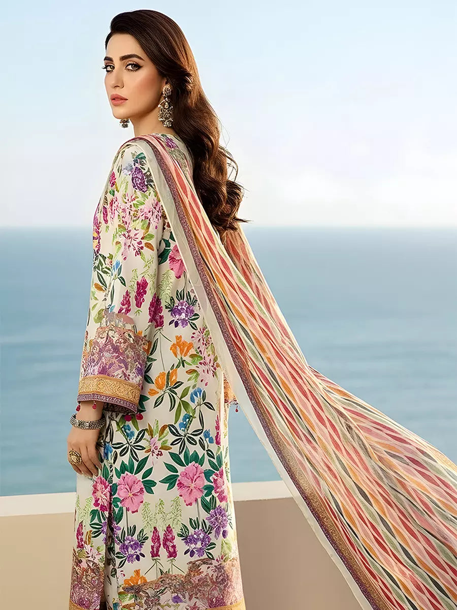 3PC Unstitched Printed Silk Lawn Suit (SUNS7ASI309)