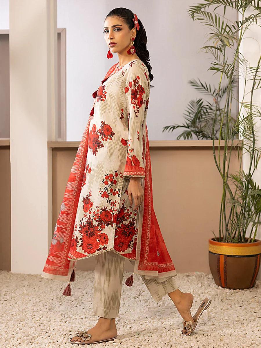3pc Unstitched Printed Silk Lawn Suit (ASI056)