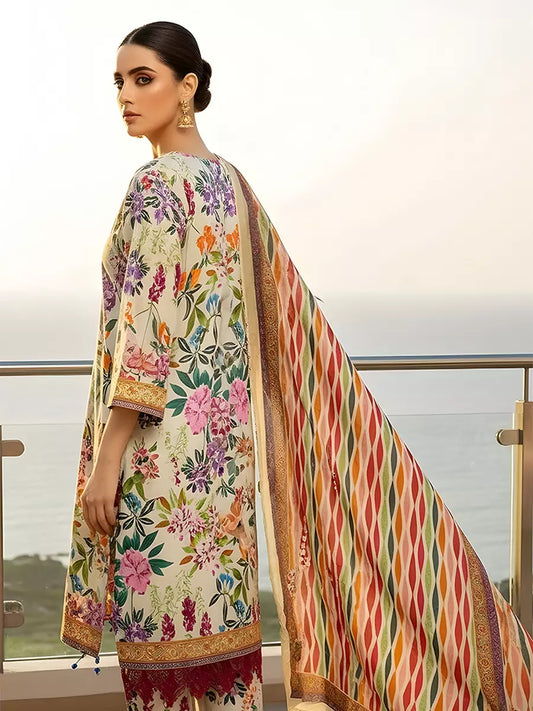 3PC Unstitched Printed Silk Lawn Suit (SUNS7ASI309)