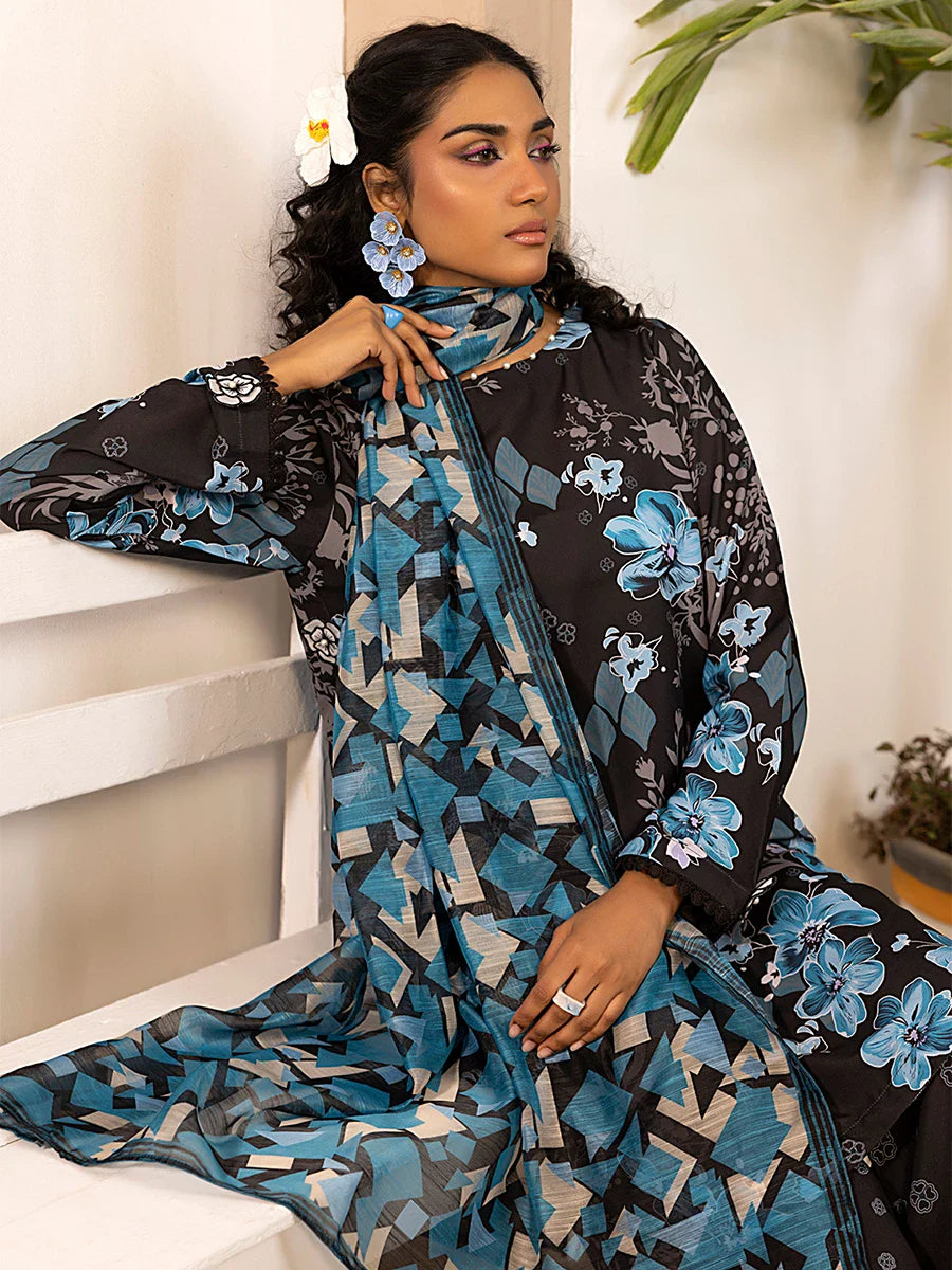 3pc Unstitched Printed Silk Lawn Suit (ASI060)