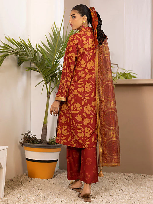 3pc Unstitched Printed Silk Lawn Suit (ASI048)