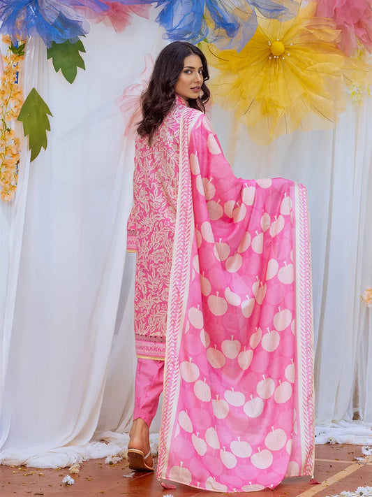 3PC Unstitched Printed Lawn Silk Suit