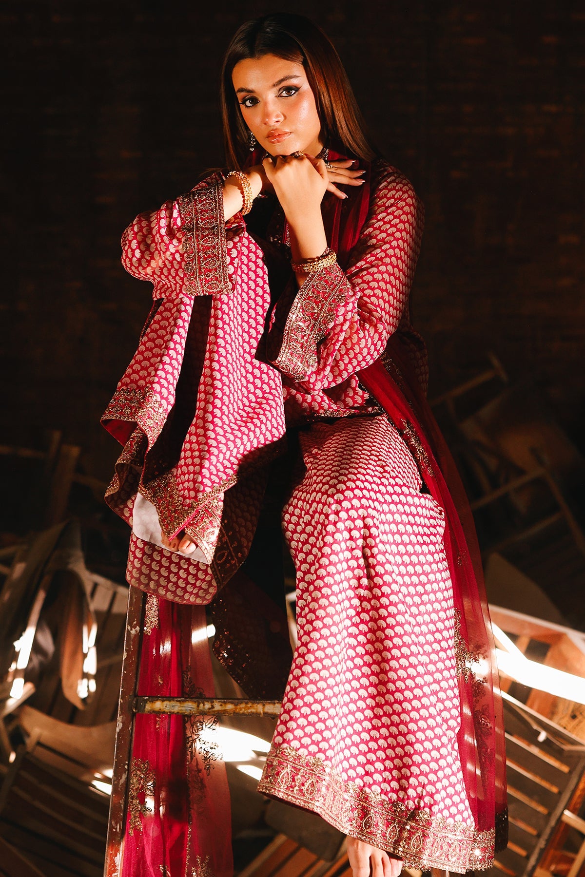 3-PC Embroidered Chiffon Suit CMA-5-115A