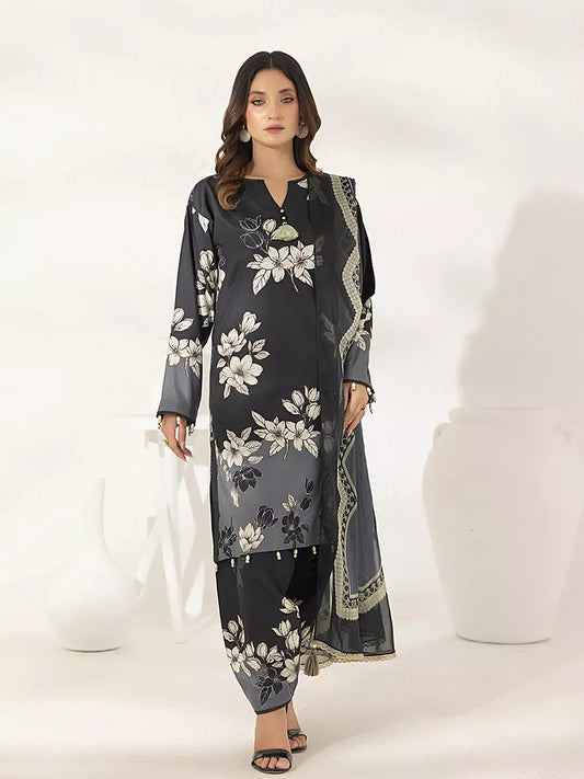 3PC Unstitched Printed Lawn Silk Suit (ASI290)