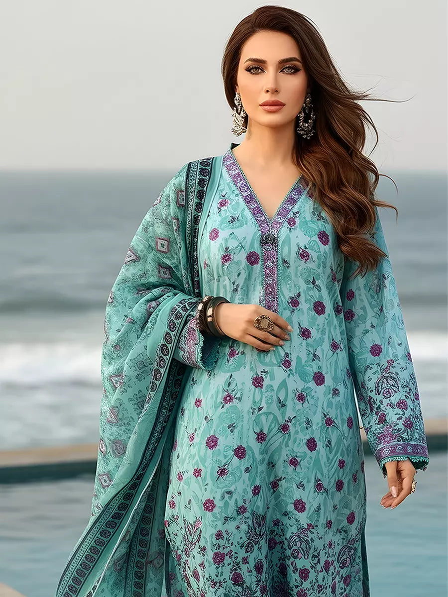 3PC Unstitched Printed Silk Lawn Suit (SUNS7ASI313)