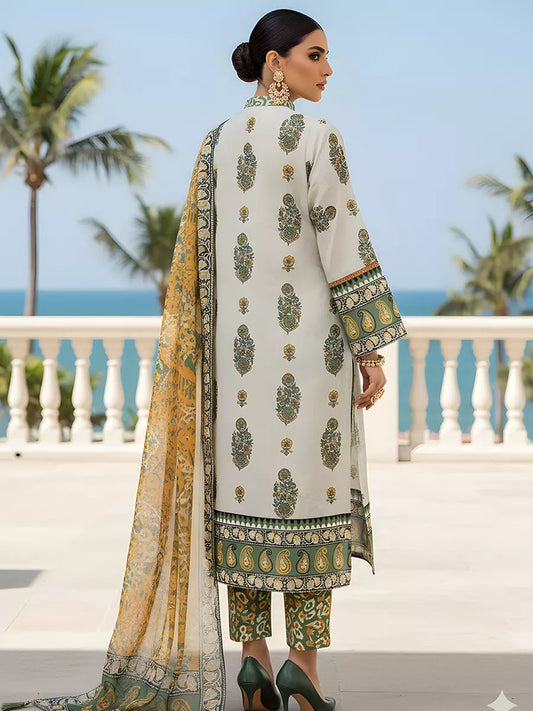 3PC Unstitched Printed Silk Lawn Suit (SUNS7ASI314)