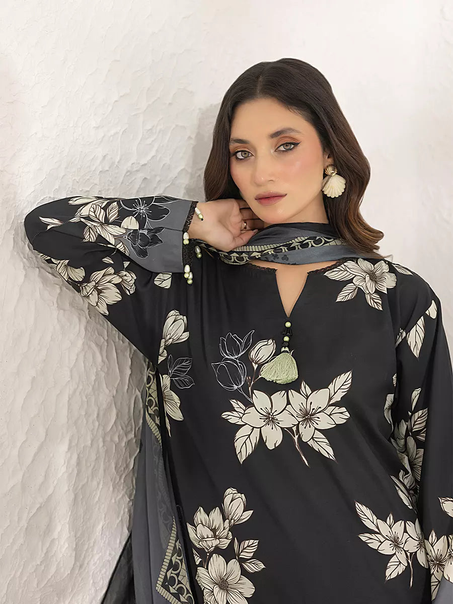 3PC Unstitched Printed Lawn Silk Suit (ASI290)