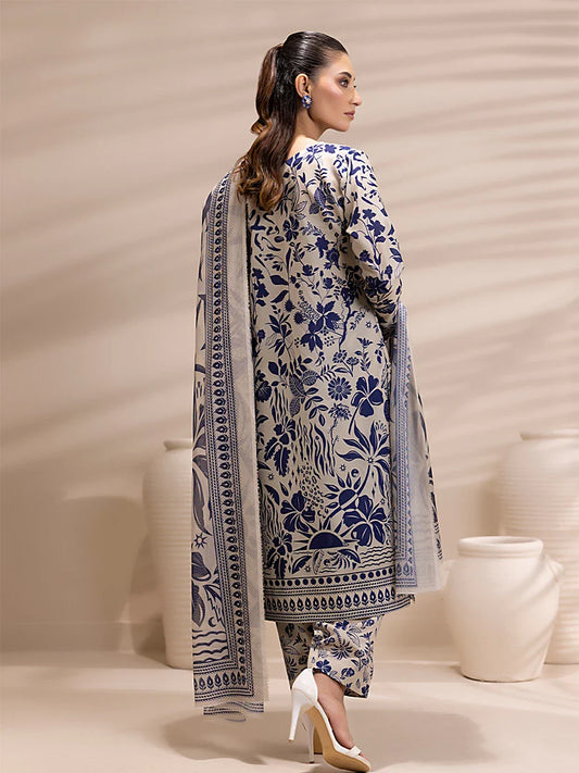 3PC Unstitched Printed Lawn Silk Suit (ASI158)