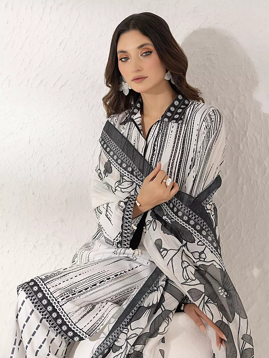 3PC Unstitched Printed Lawn Silk Suit (ASI289)