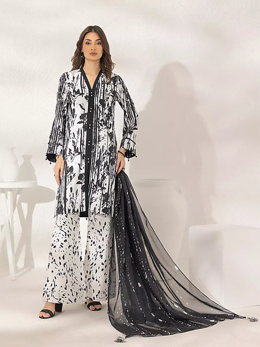 3PC Unstitched Printed Lawn Silk Suit (ASI288)