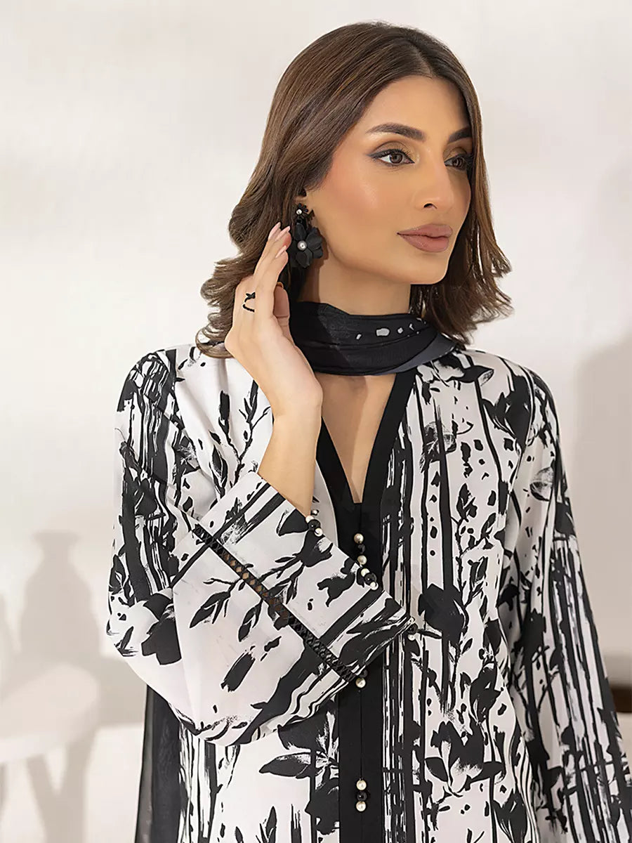 3PC Unstitched Printed Lawn Silk Suit (ASI288)